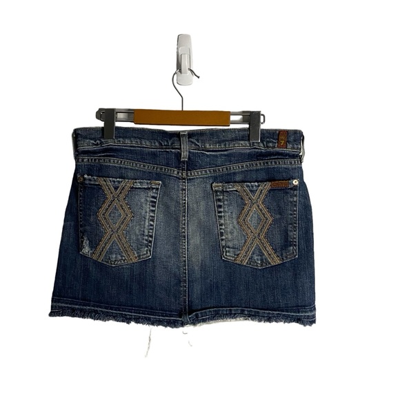 7 For All Mankind Women's Mini Raw Hem Denim Skirt - Picture 8 of 8